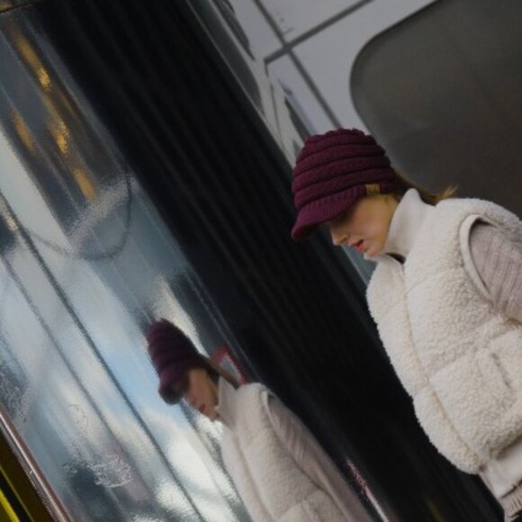 Ribbed Knit Hat with Brim Y2K Chic Minimal Winter Accessory Stretchy Soft main image 5